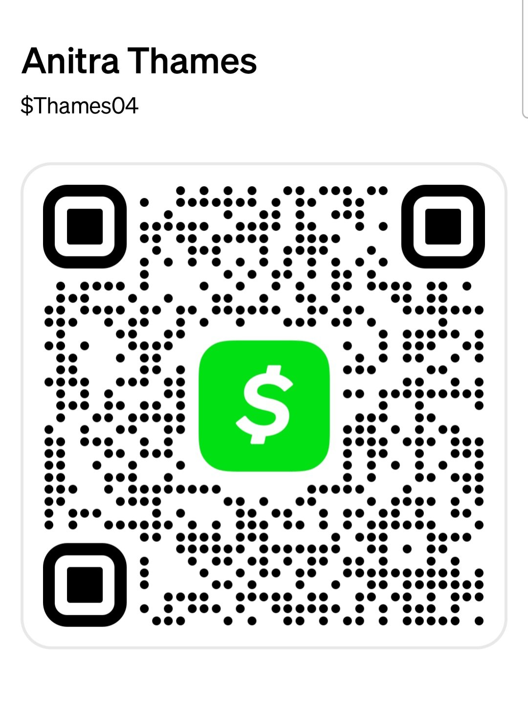 Cash App QR Code for Anitra Thames — $Thames04